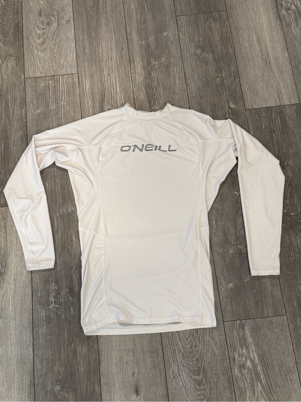 O'Neill Men's White Long-Sleeve Rash Guard with Logo